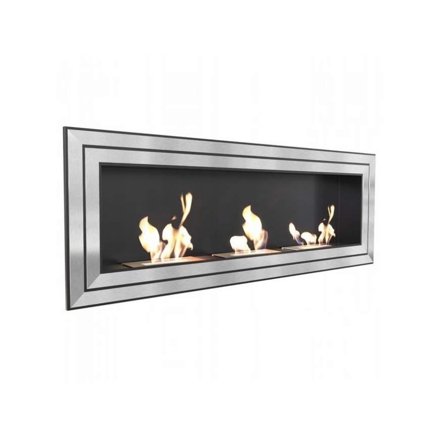 Kratki - Inbyggd BIO eldstad 65x180 cm 3x2,5kW skinande krom