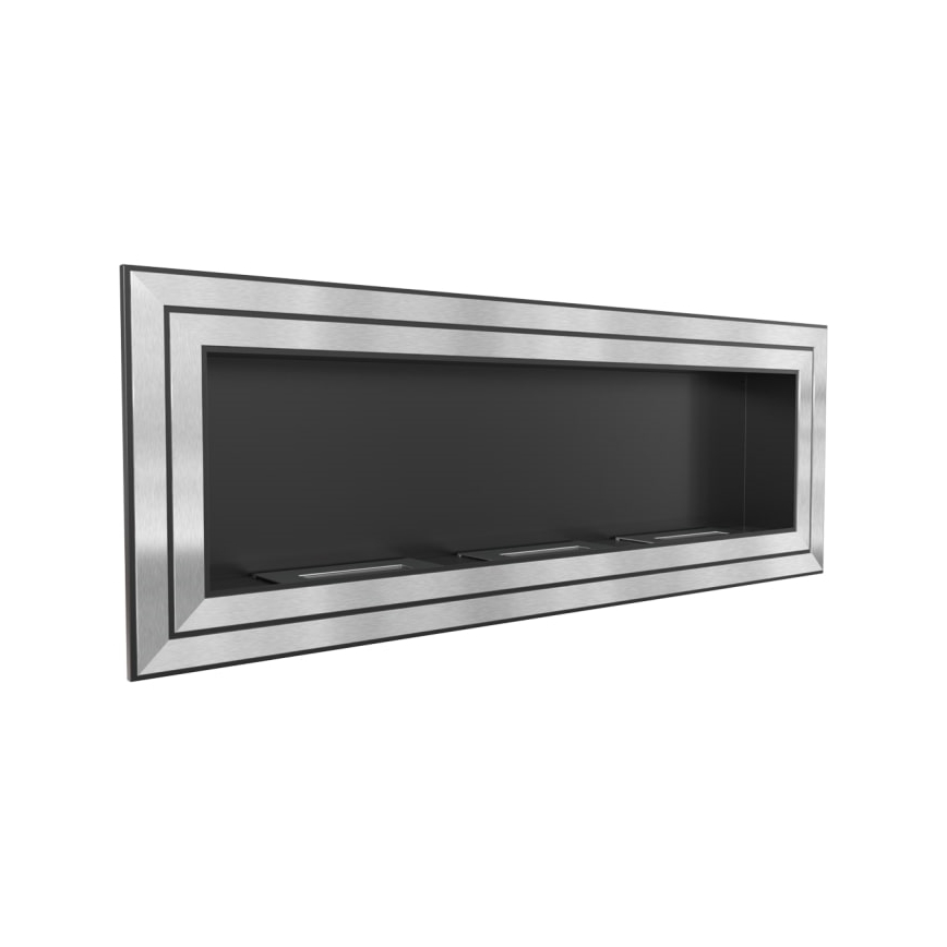 Kratki - Inbyggd BIO eldstad 65x180 cm 3x2,5kW skinande krom