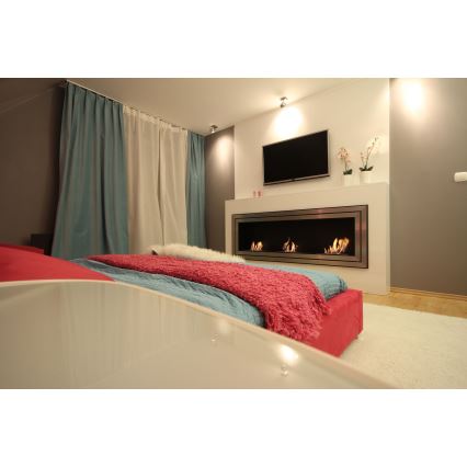 Kratki - Inbyggd BIO-kamin 65x180 cm 3x2,5 kW blank krom
