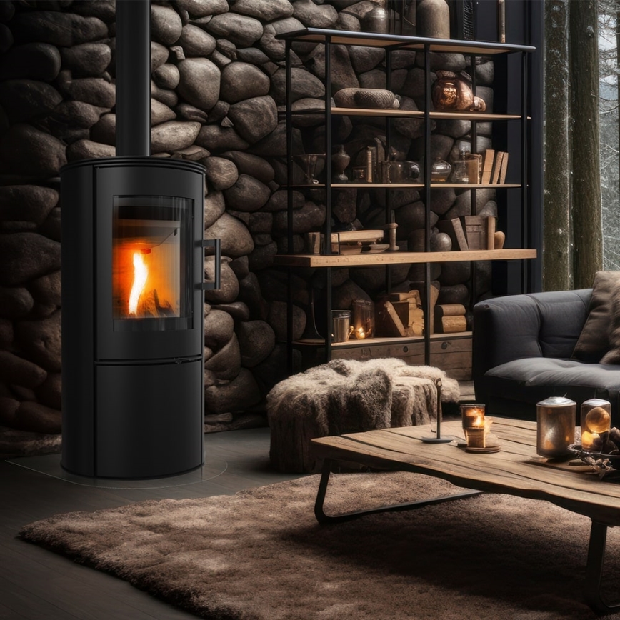 Kratki - Steel fireplace 8kW 150mm