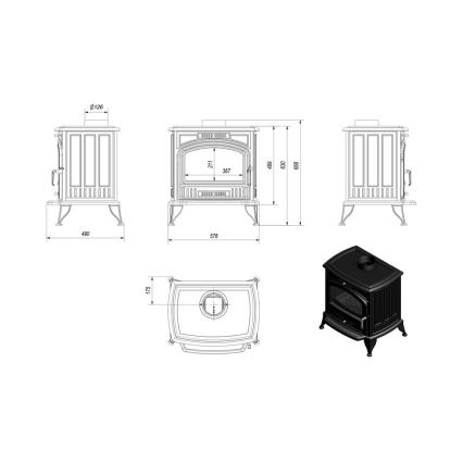 Kratki - Cast-iron fireplace 8kW 150mm