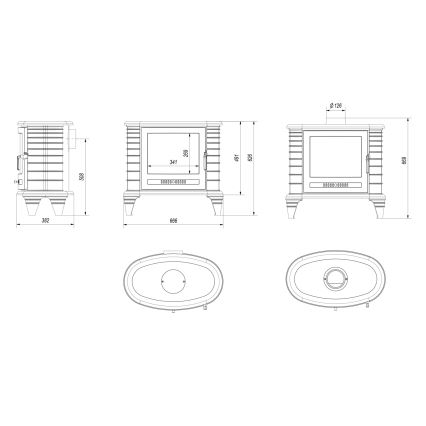 Kratki - Cast-iron fireplace 9kW 130 mm