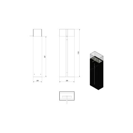 Kratki - BIO eldstad 113,6x35,9 cm 2kW svart