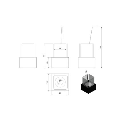 Kratki - BIO eldstad 35,3x25 cm 1kW svart