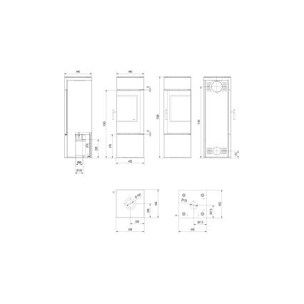 Kratki - Steel fireplace 8kW 150mm