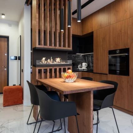 Kratki - Inbyggd biokamin 50x100 cm 3,5 kW svart