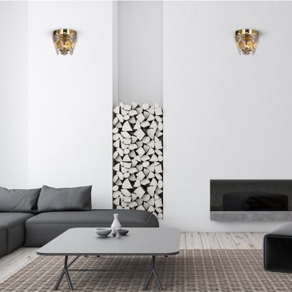 Kristall vägglampa  GRACE 2xE14/40W/230V gold