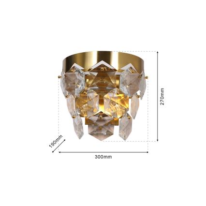 Kristall vägglampa  GRACE 2xE14/40W/230V gold