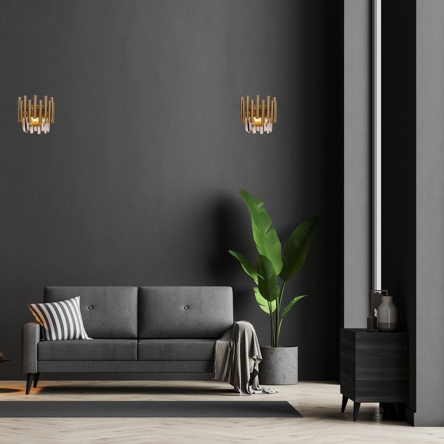 Kristall vägglampa  MADISON 2xE14/40W/230V gold