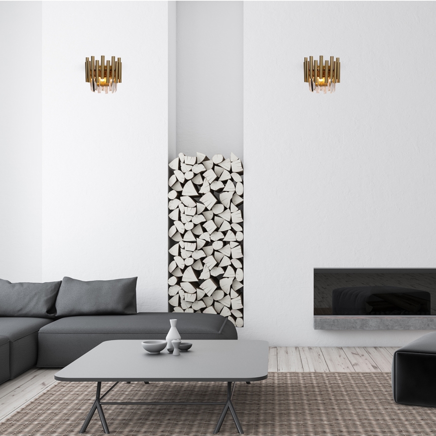 Kristall vägglampa  MADISON 2xE14/40W/230V gold