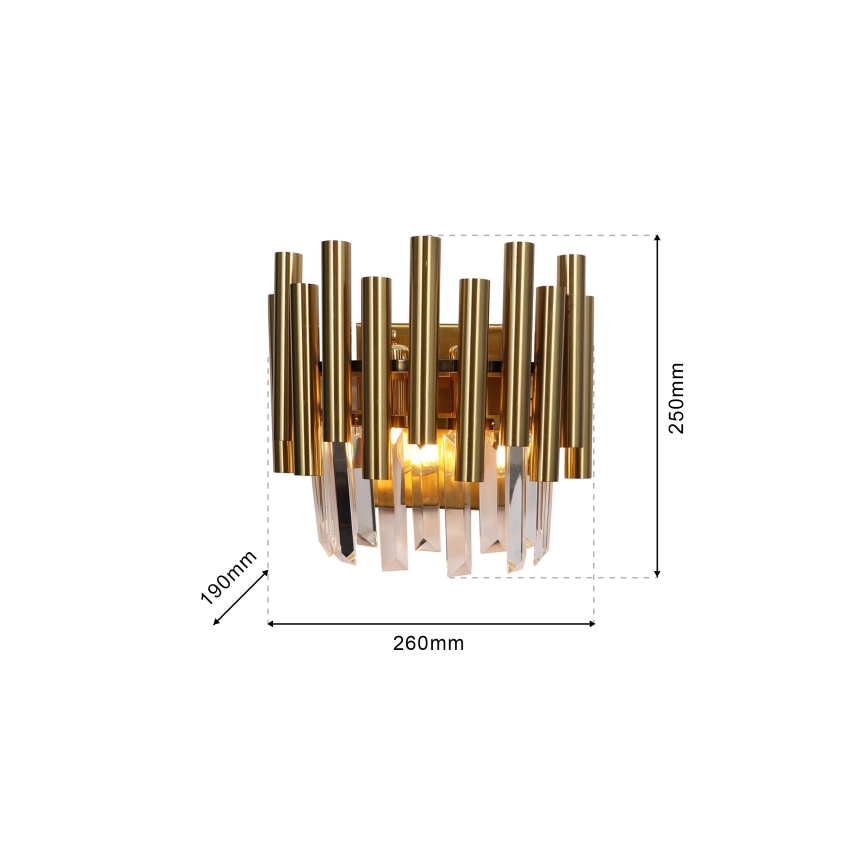 Kristall vägglampa  MADISON 2xE14/40W/230V gold