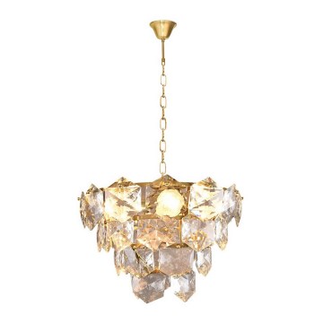 Kristallkrona med kedja DIANA 6×E14/40W/230V Guld