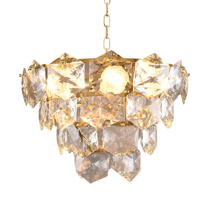 Kristallkrona med kedja DIANA 6×E14/40W/230V Guld