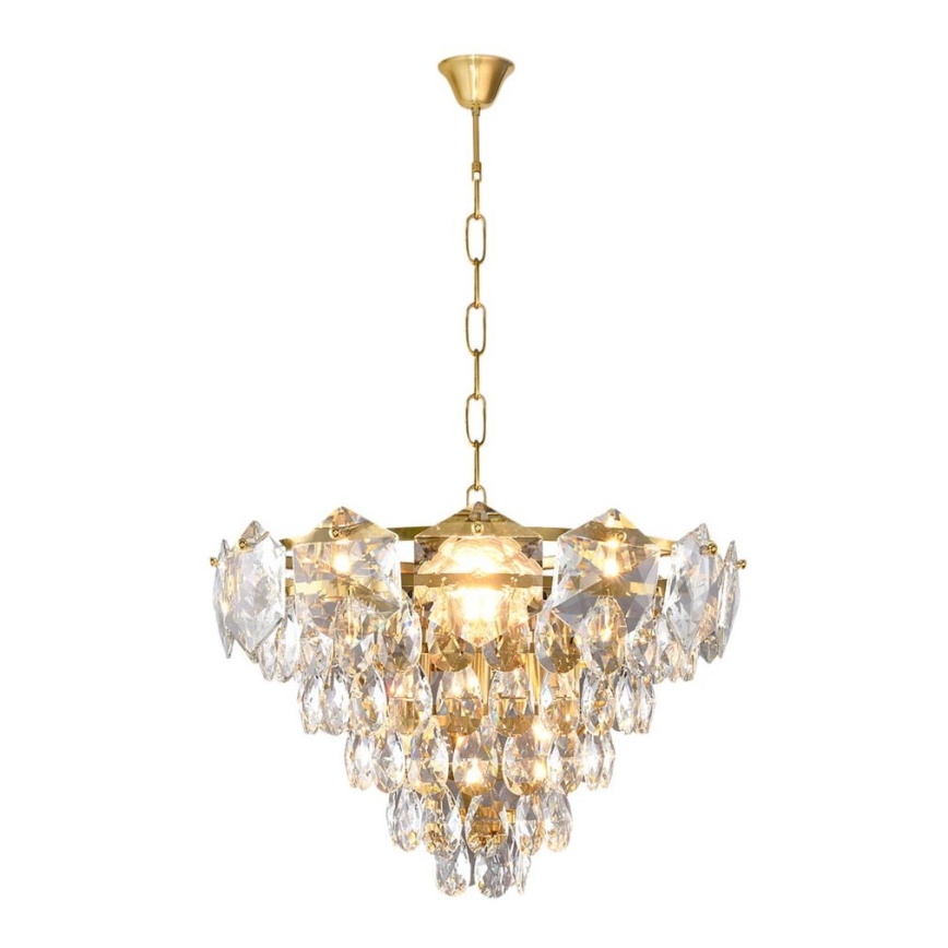 Kristallkrona med kedja SELENA 6×E14/40W/230V Guld