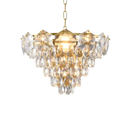 Kristallkrona med kedja SELENA 6×E14/40W/230V Guld