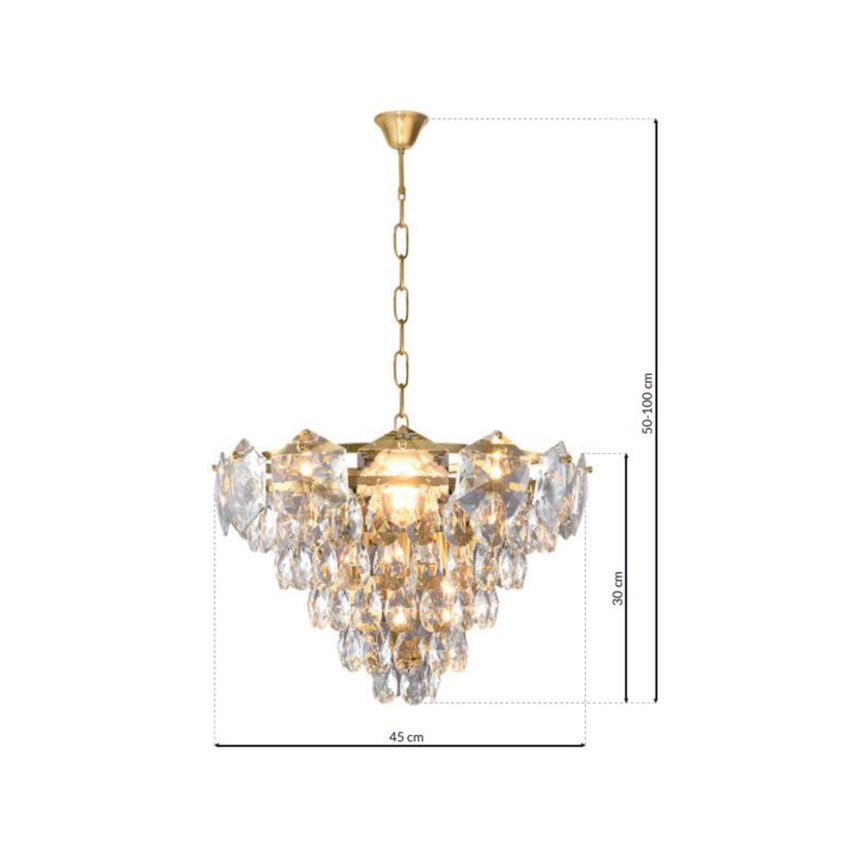 Kristallkrona med kedja SELENA 6×E14/40W/230V Guld