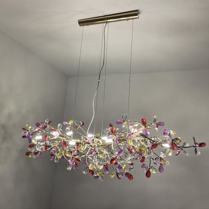 Kristallkrona med textilsladd 13xG9/40W/230V färgrik