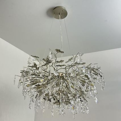 Kristallkrona med textilsladd 13xG9/40W/230V skinande krom