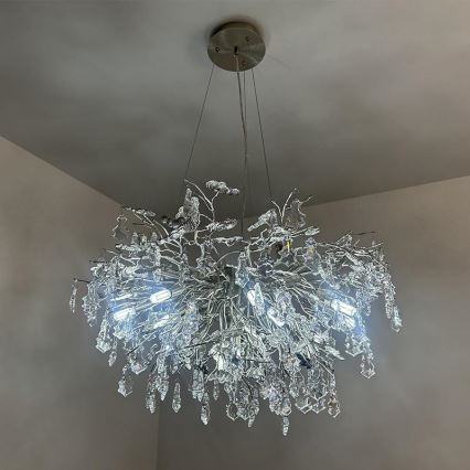 Kristallkrona med textilsladd 13xG9/40W/230V skinande krom