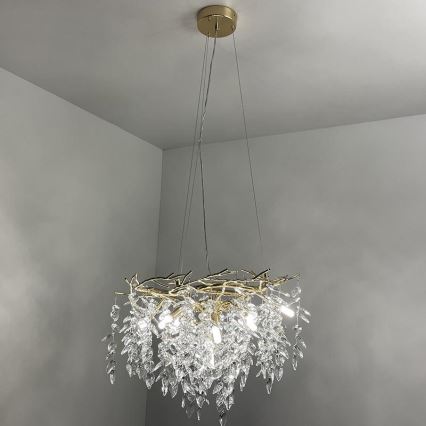 Kristallkrona med textilsladd 9xG9/40W/230V guld