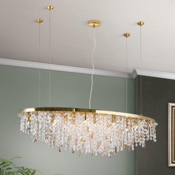 Kristallkrona med textilsladd CRYSTALRIVER 21xG9/40W/230V guld