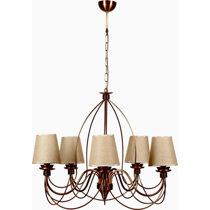 Kronlampa Classic 5xE14/40W/230V bronze/beige