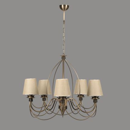 Kronlampa Classic 5xE14/40W/230V bronze/beige