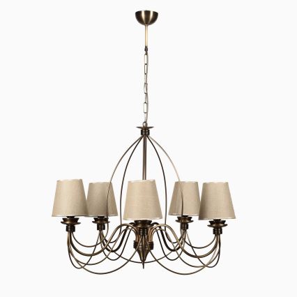 Kronlampa Classic 5xE14/40W/230V bronze/beige