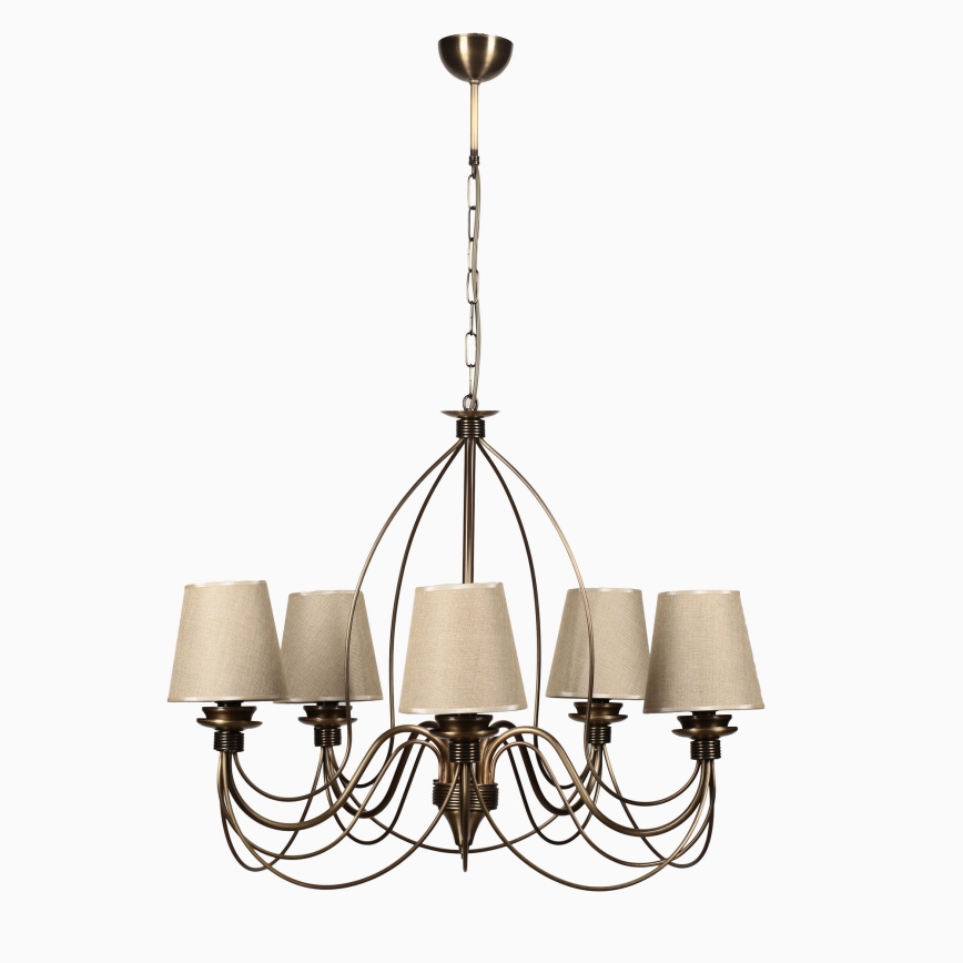 Kronlampa Classic 5xE14/40W/230V bronze/beige