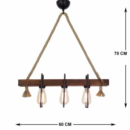 Kronlampa KUTUK 3xE27/40W/230V borovi