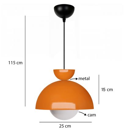 Kronlampa SALVA 1xE27/15W/230V orange