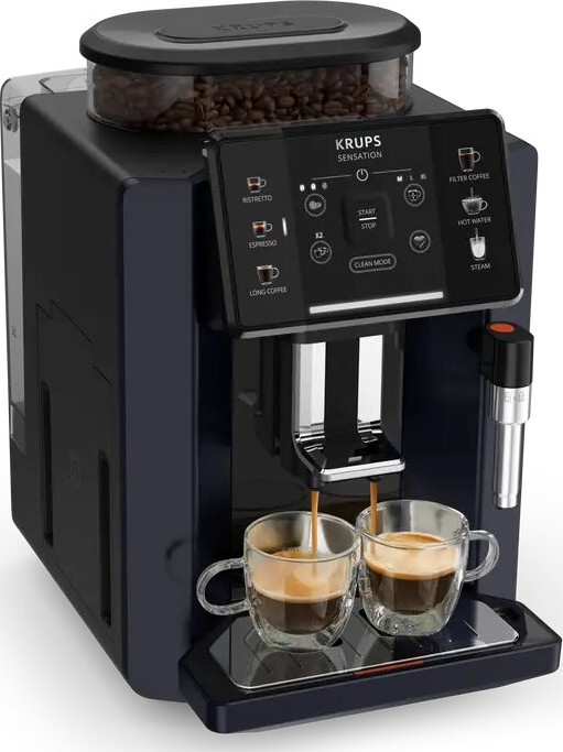 Krups - Automatisk kaffemaskin med mjölkbehållare SENSATION 1450W/230V svart