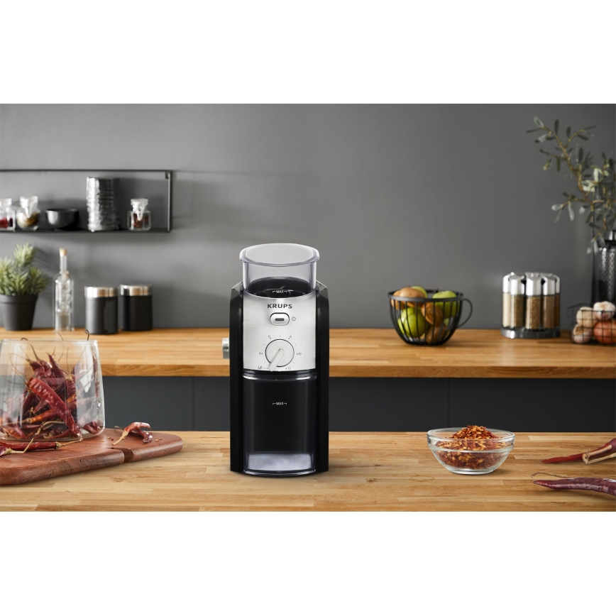 Krups - Elektrisk kaffebönkvarn 110W/230V rostfri/svart