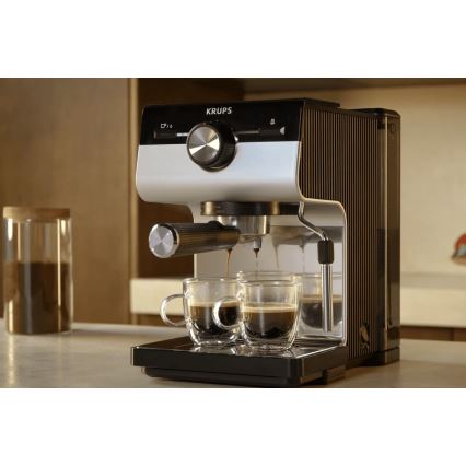 Krups - Kaffemaskin med spak för två muggar AUTHENTIC 1450W/230V grå