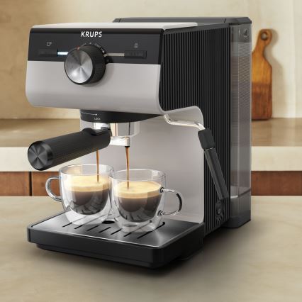 Krups - Kaffemaskin med spak för två muggar AUTHENTIC 1450W/230V grå