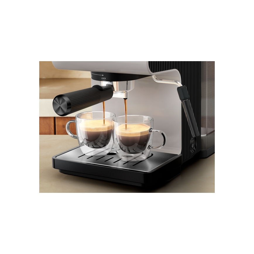 Krups - Kaffemaskin med spak för två muggar AUTHENTIC 1450W/230V grå