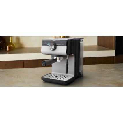 Krups - Kaffemaskin med spak för två muggar AUTHENTIC 1450W/230V grå