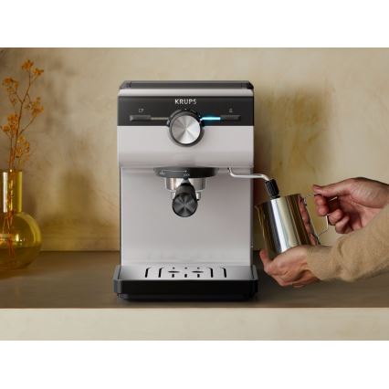 Krups - Kaffemaskin med spak för två muggar AUTHENTIC 1450W/230V grå