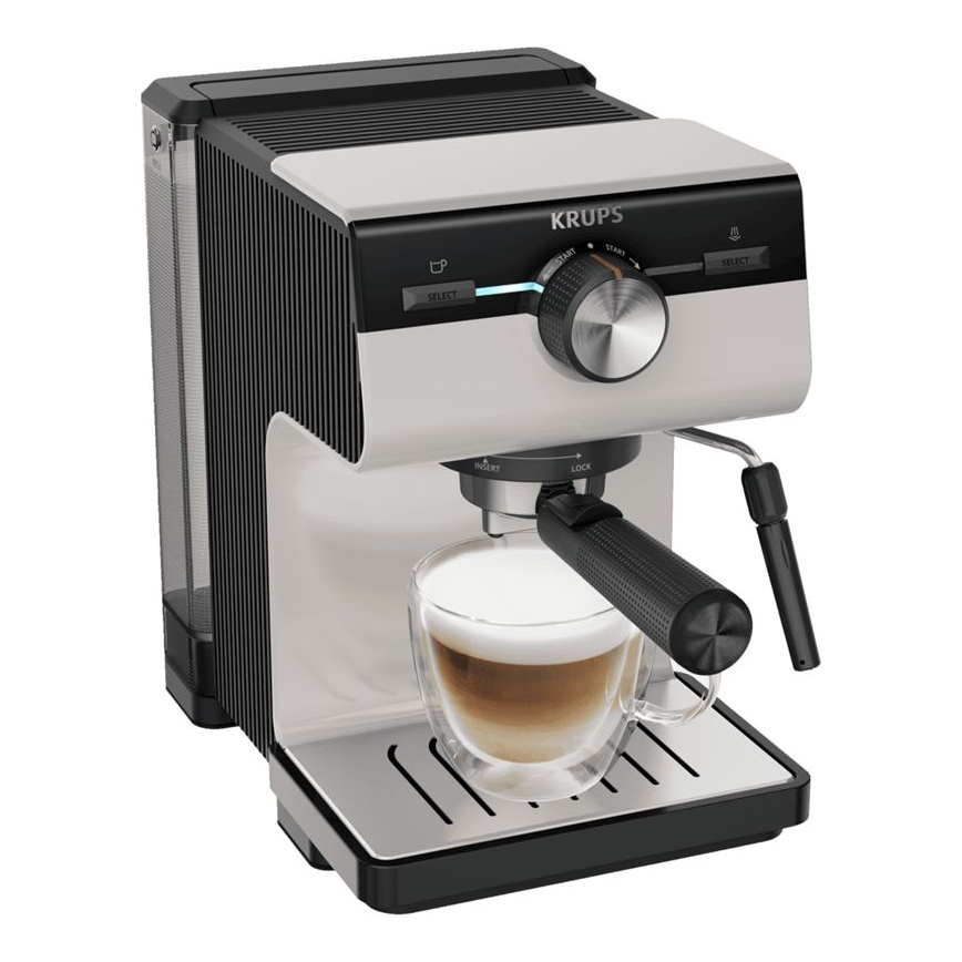 Krups - Kaffemaskin med spak för två muggar AUTHENTIC 1450W/230V grå
