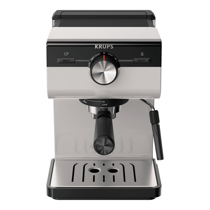 Krups - Kaffemaskin med spak för två muggar AUTHENTIC 1450W/230V grå