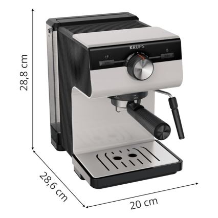 Krups - Kaffemaskin med spak för två muggar AUTHENTIC 1450W/230V grå