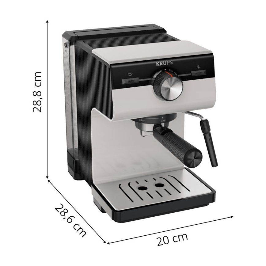 Krups - Kaffemaskin med spak för två muggar AUTHENTIC 1450W/230V grå
