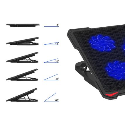 Kylplatta för laptop 5x fläkt 2xUSB svart