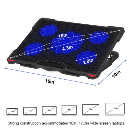 Kylplatta för laptop 5x fläkt 2xUSB svart