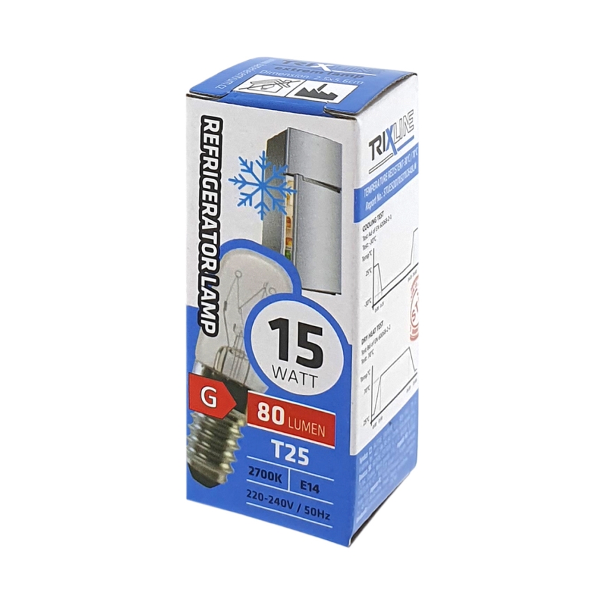 Kylskåpsglödlampa T25 E14/15W/230V 2700K