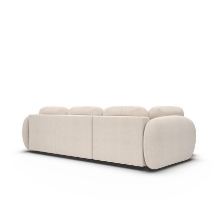 L-formad bäddbar hörnsoffa med förvaring OLBIA, vänsterutförande, beige