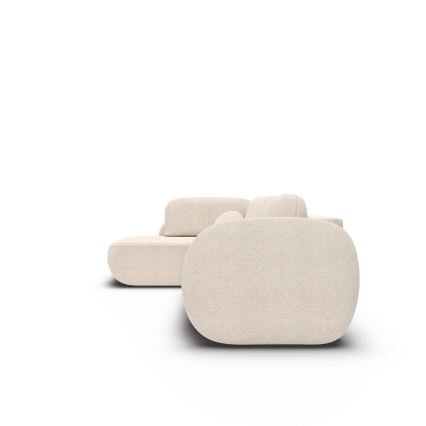 L-formad bäddbar hörnsoffa med förvaring OLBIA, vänsterutförande, beige