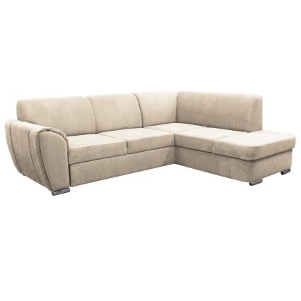 L-formad bäddbar hörnsoffa med förvaring SERPA, höger, beige