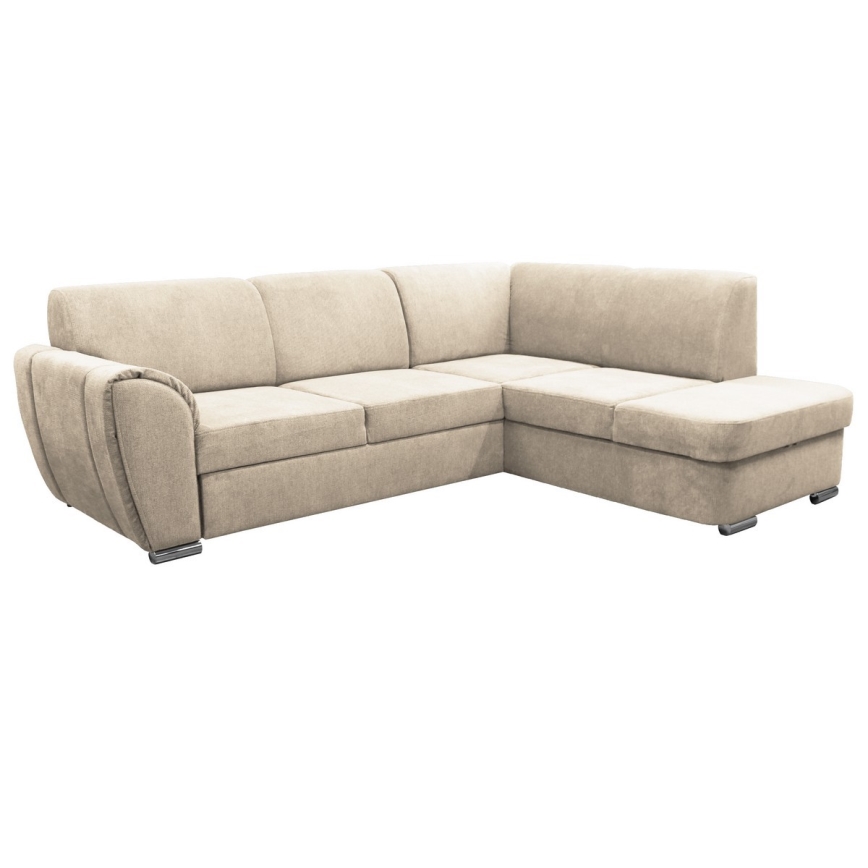 L-formad bäddbar hörnsoffa med förvaring SERPA, höger, beige