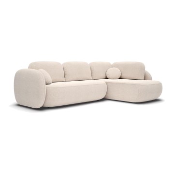 L-formad bäddbar hörnsoffa med förvaringsutrymme OLBIA, högerutförande, beige